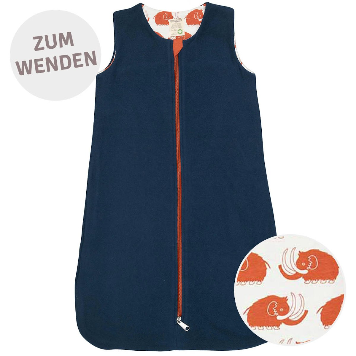 Warmer Wendeschlafsack Fleece marine 86/92