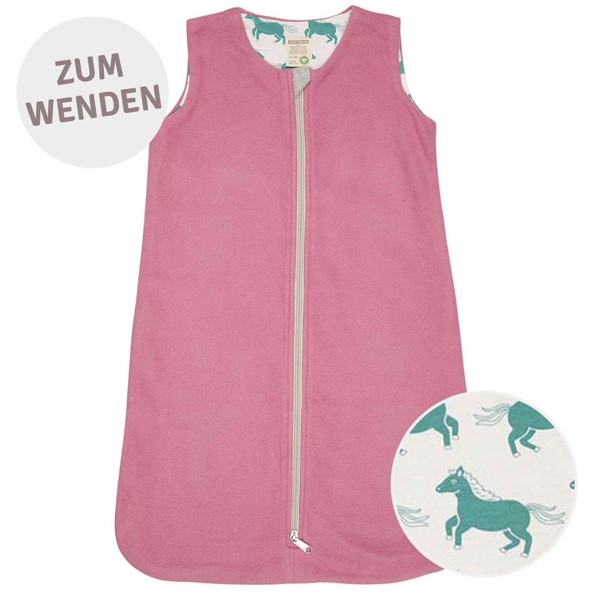 Warmer Wendeschlafsack Fleece pink 86/92