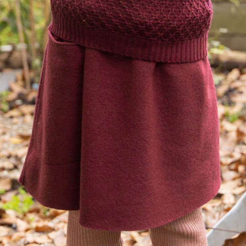 Warmer Woll Rock mit Strickbund cassis 122/128 Warmer Woll Rock mit Strickbund cassis 122/128