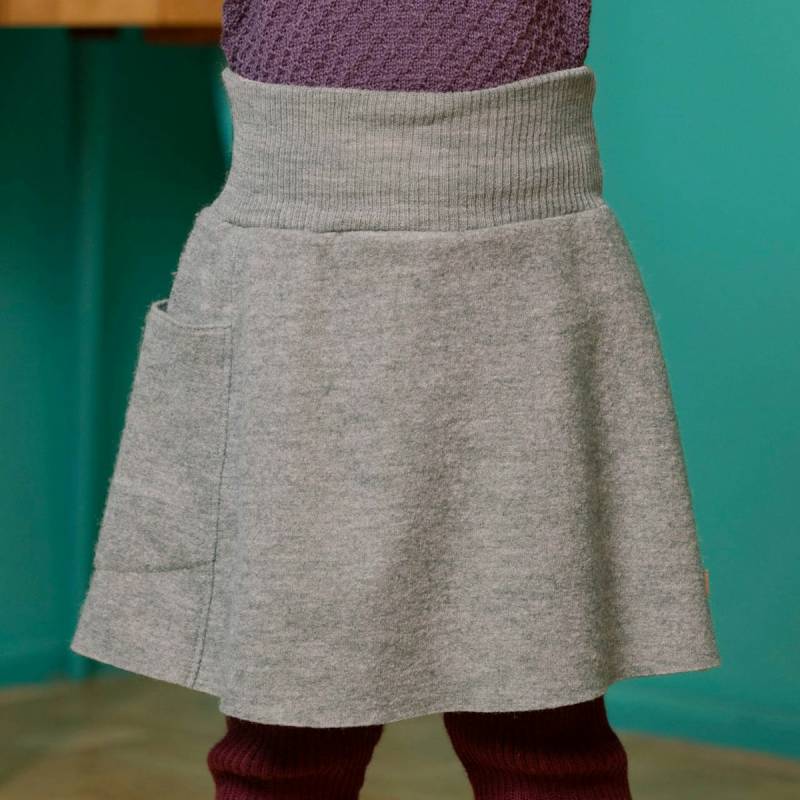 Warmer Woll Rock mit Strickbund grau 122/128