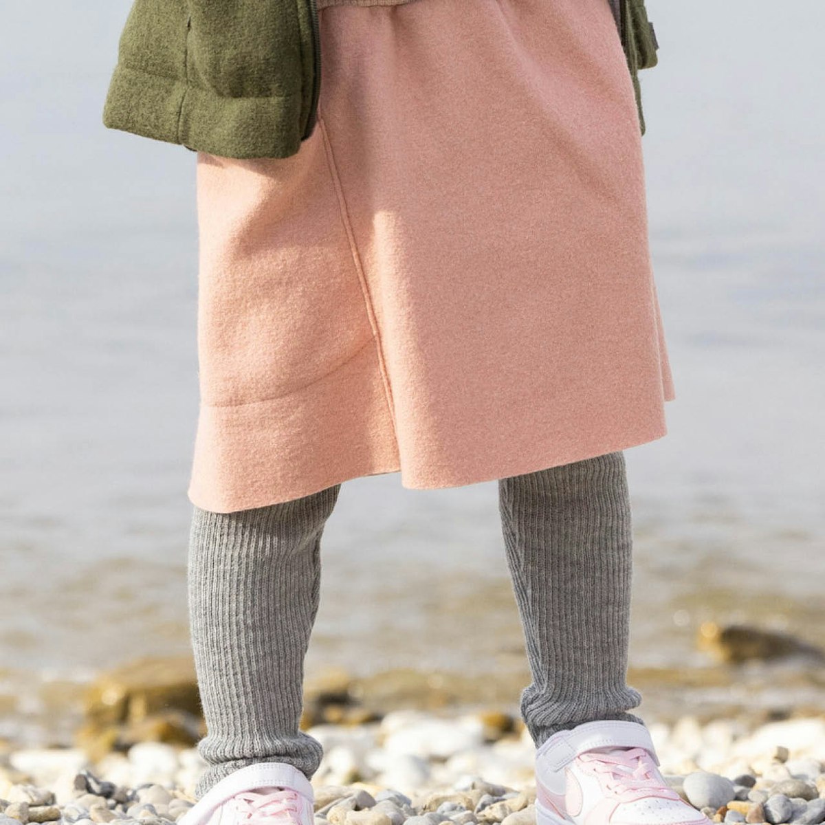 Warmer Woll Rock mit Strickbund rosa 110/116