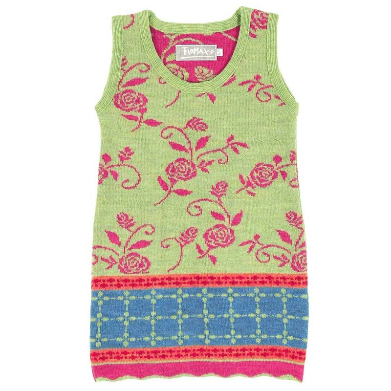 Warmes Baby Strickkleid Schurwolle Blumen 74/80