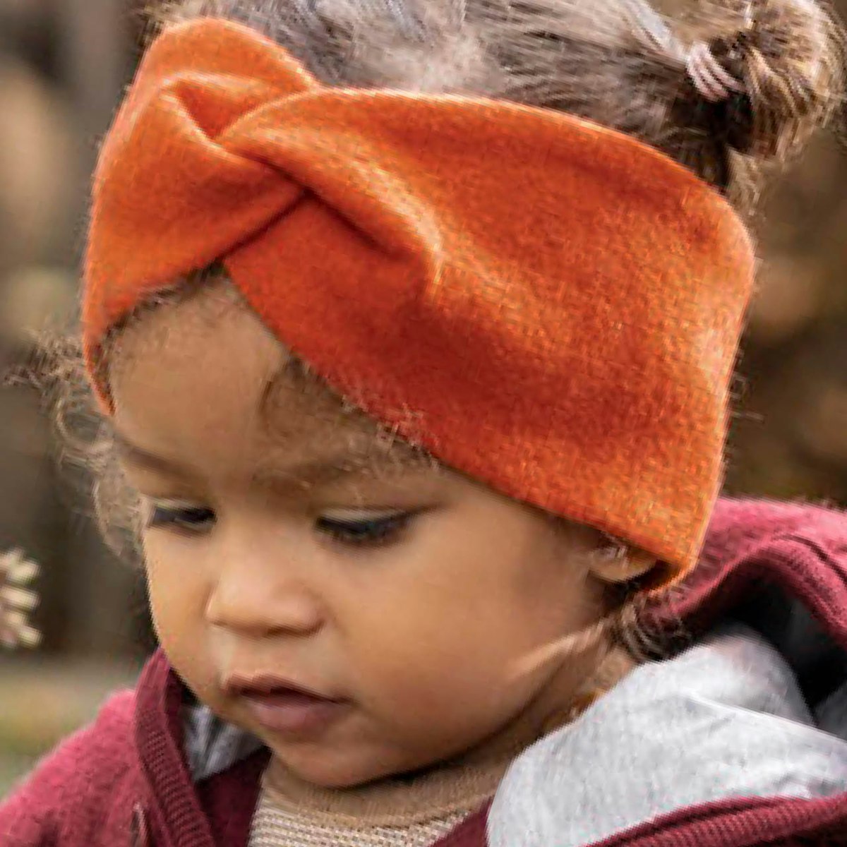 Warmes Stirnband Wolle orange 46/50