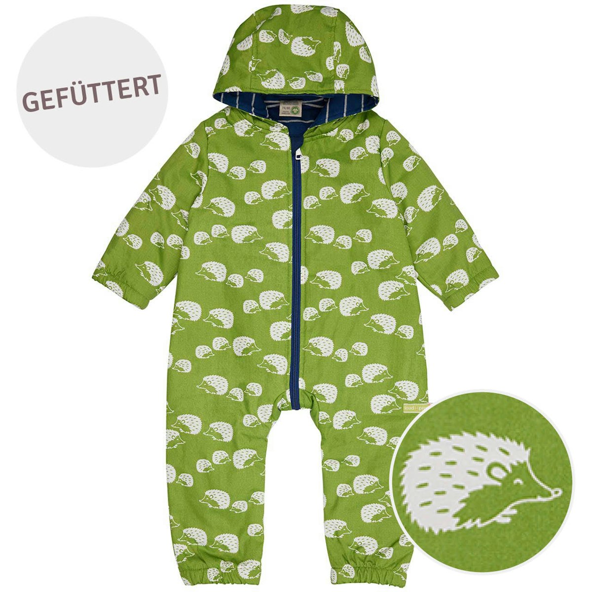 Wattierter Outdoor Overall gefüttert Igel grün 86