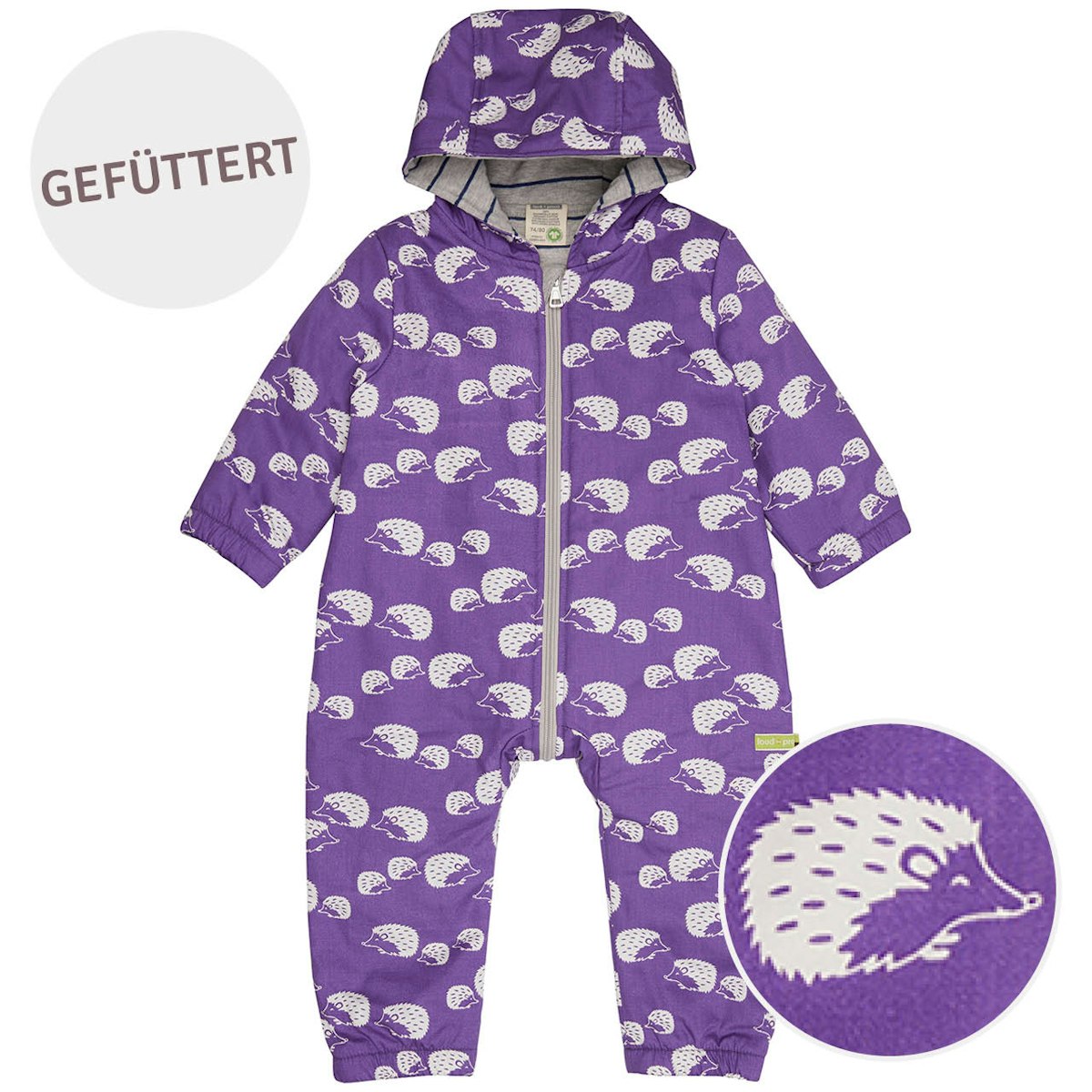 Wattierter Outdoor Overall gefüttert Igel lila 86