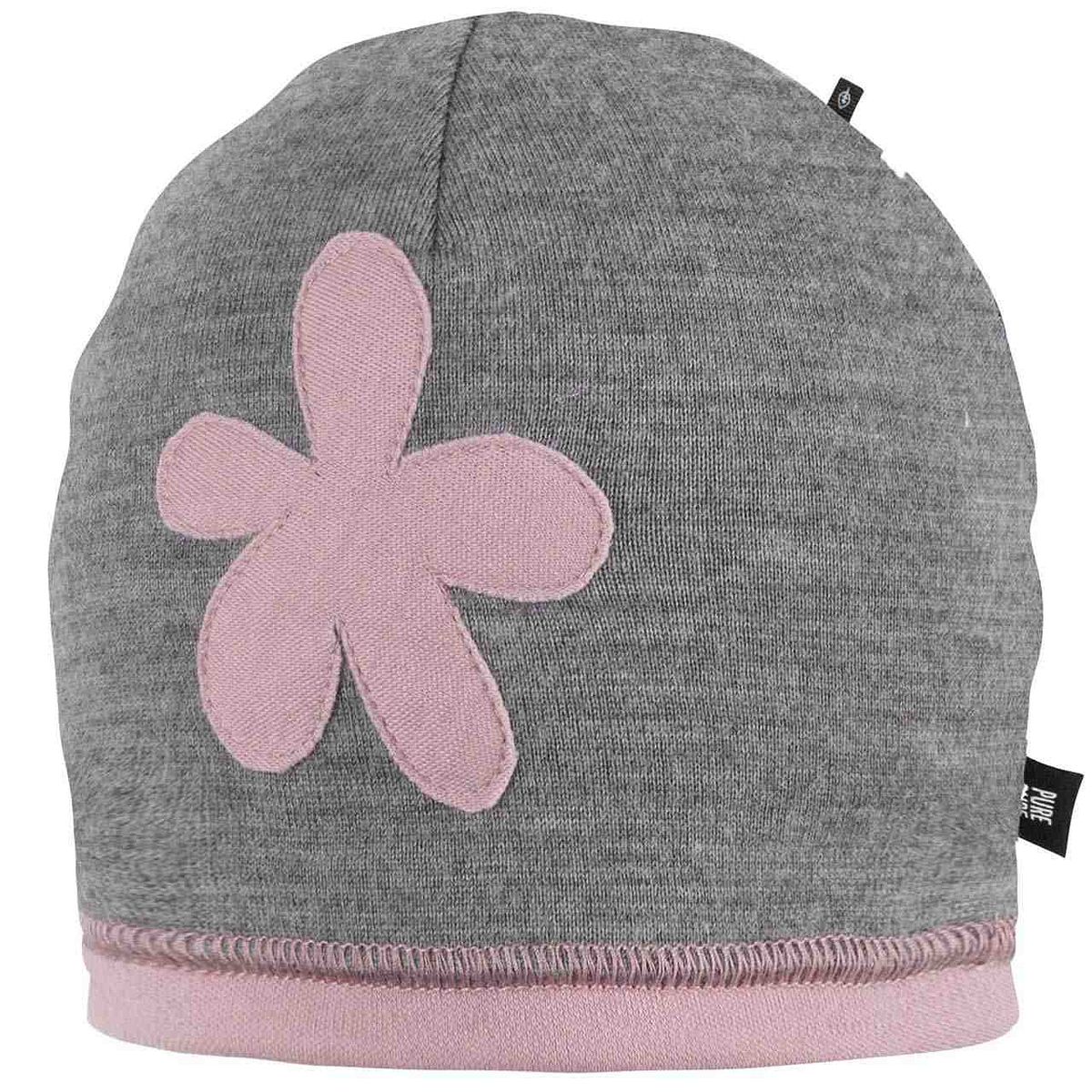 Weiche Feinstrick Beanie Wolle grau 47