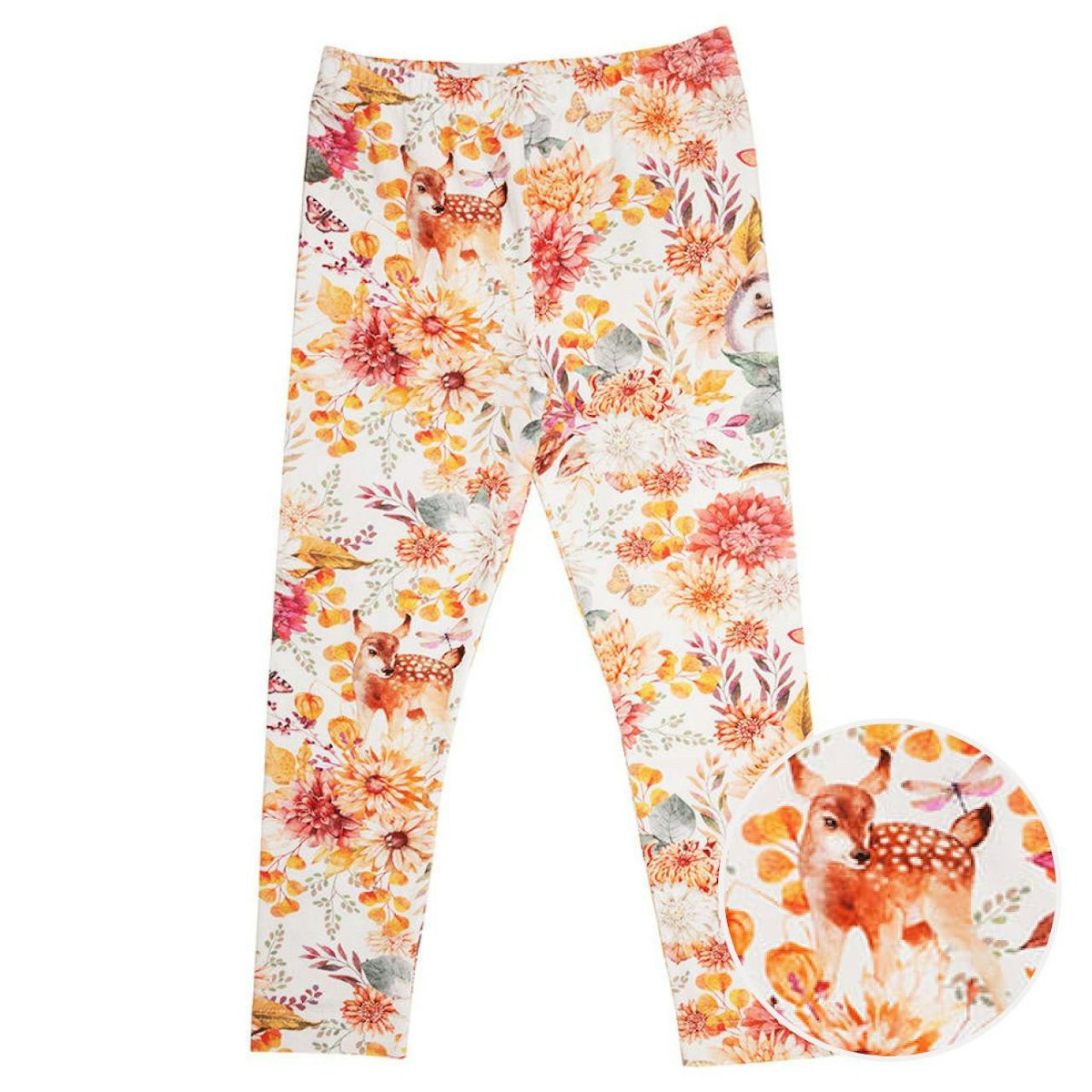 Weiche Leggings Herbstblumen weiß 98