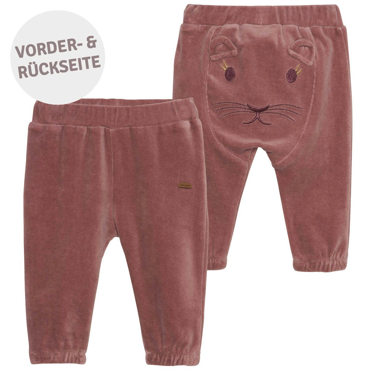 Weiche Velour Hose kräftiges altrosa Tiermotiv 80