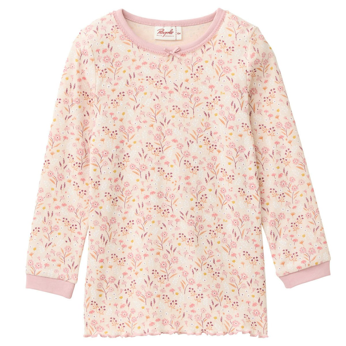 Weicher Rippe Schlafanzug Blümchen hellrosa 134/140