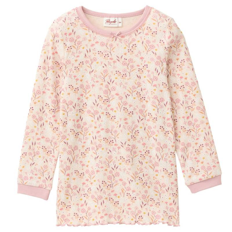 Weicher Rippe Schlafanzug Blümchen hellrosa 134/140