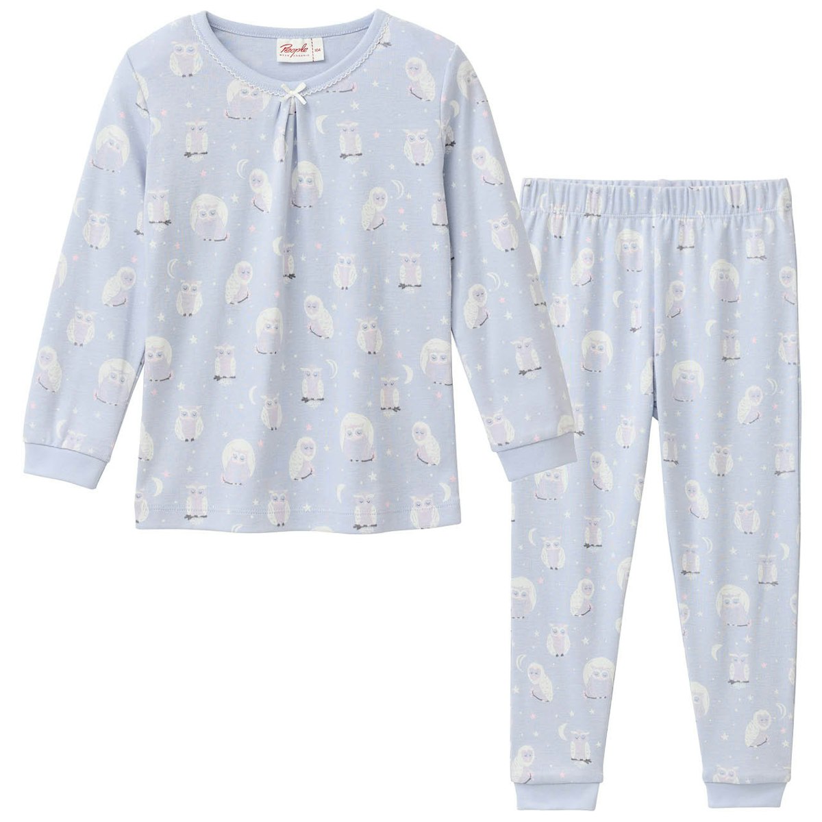 Weicher Rippe Schlafanzug Eule flieder 134/140