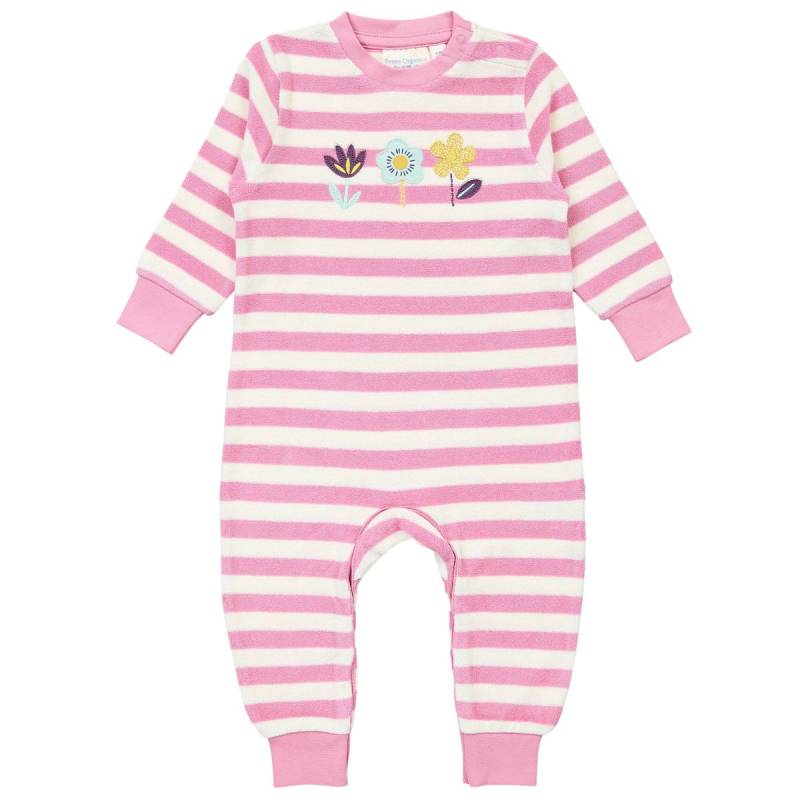 Weicher gestreifter Frottee Strampler rosa Blumen 74 Weicher gestreifter Frottee Strampler rosa Blumen 74