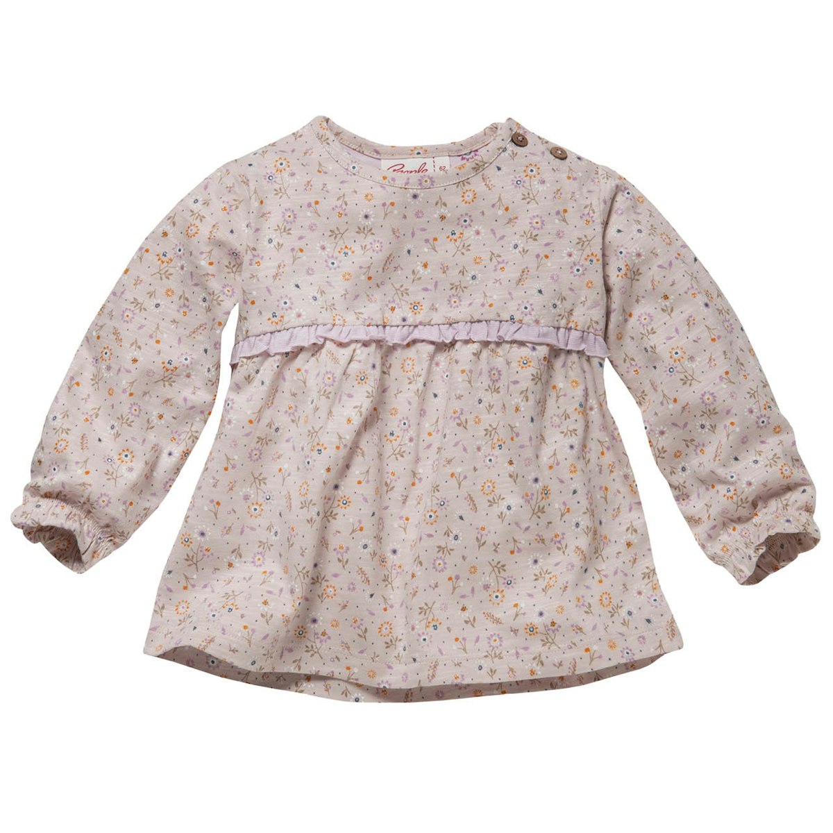 Weiches Langarmshirt Blümchen hellbeige 74/80