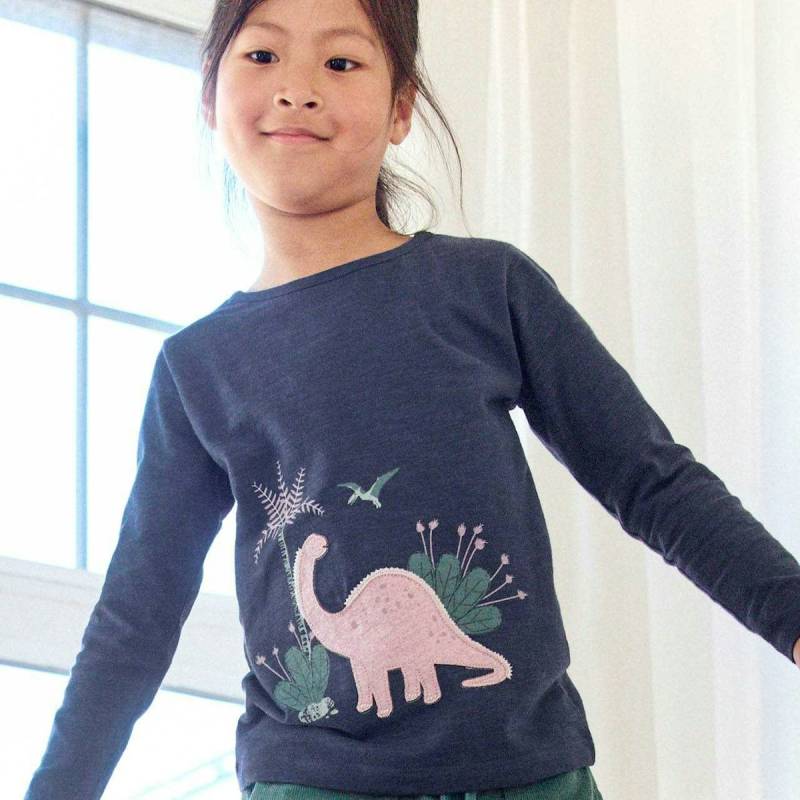 Weiches Langarmshirt Dino indigoblau 122/128