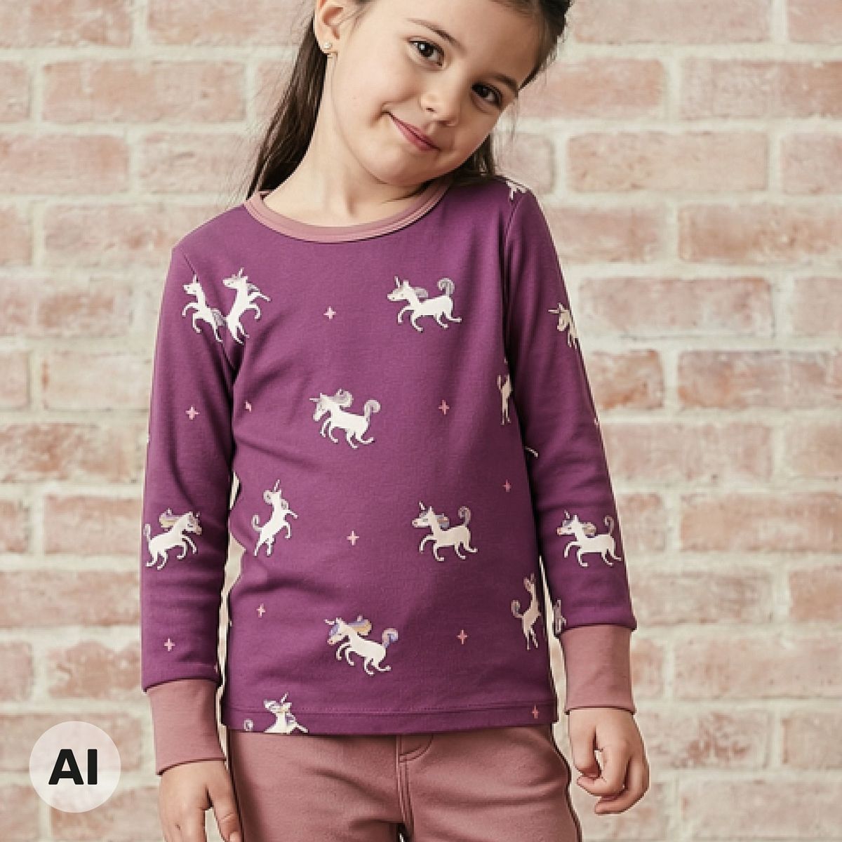 Weiches Langarmshirt Einhorn bordeaux 134/140 Weiches Langarmshirt Einhorn bordeaux 134/140