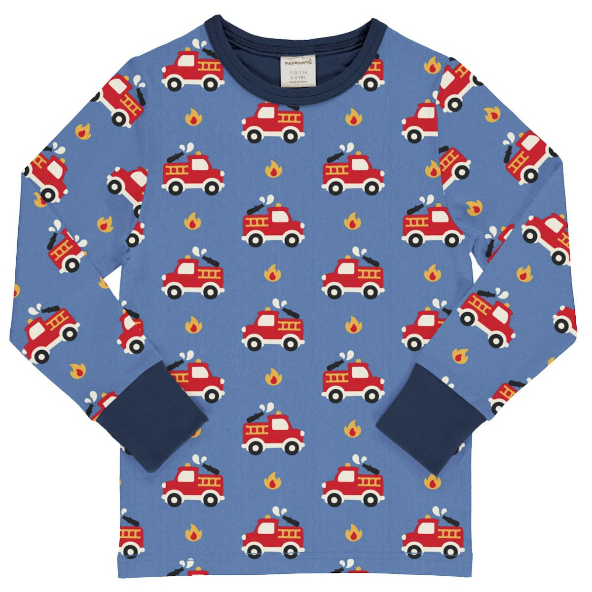 Weiches Langarmshirt Feuerwehrauto blau 98/104