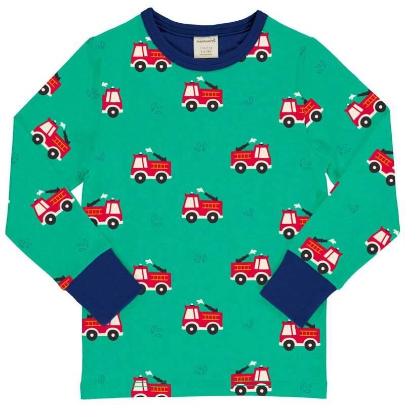 Weiches Langarmshirt Feuerwehrauto petrol 98/104