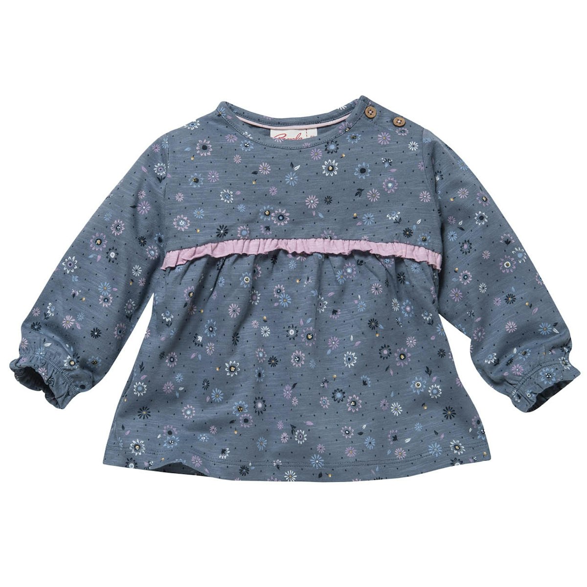 Weiches Langarmshirt Frühlingsblumen ozeanblau 74/80