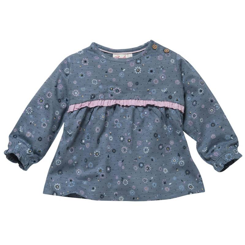 Weiches Langarmshirt Frühlingsblumen ozeanblau 74/80