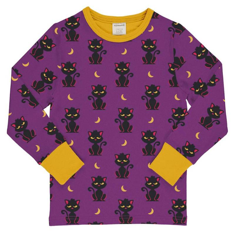 Weiches Langarmshirt Katzen lila 98/104