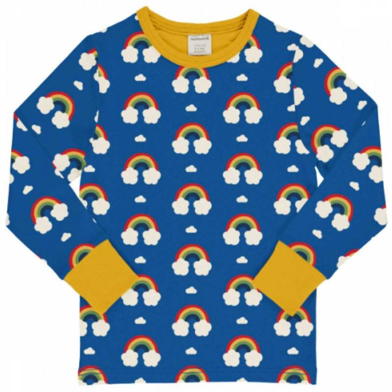 Weiches Langarmshirt Regenbogen blau 110/116