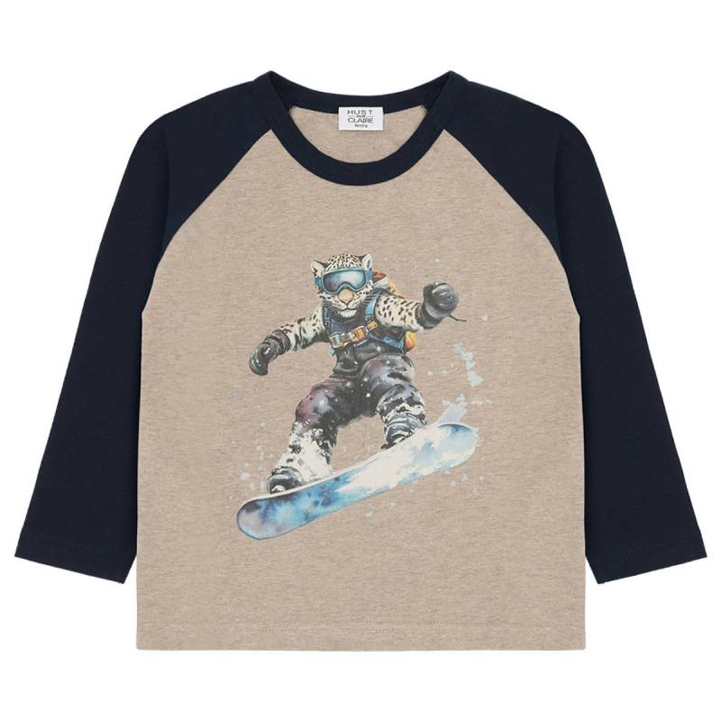 Weiches Langarmshirt Schneeleopard beige meliert 122