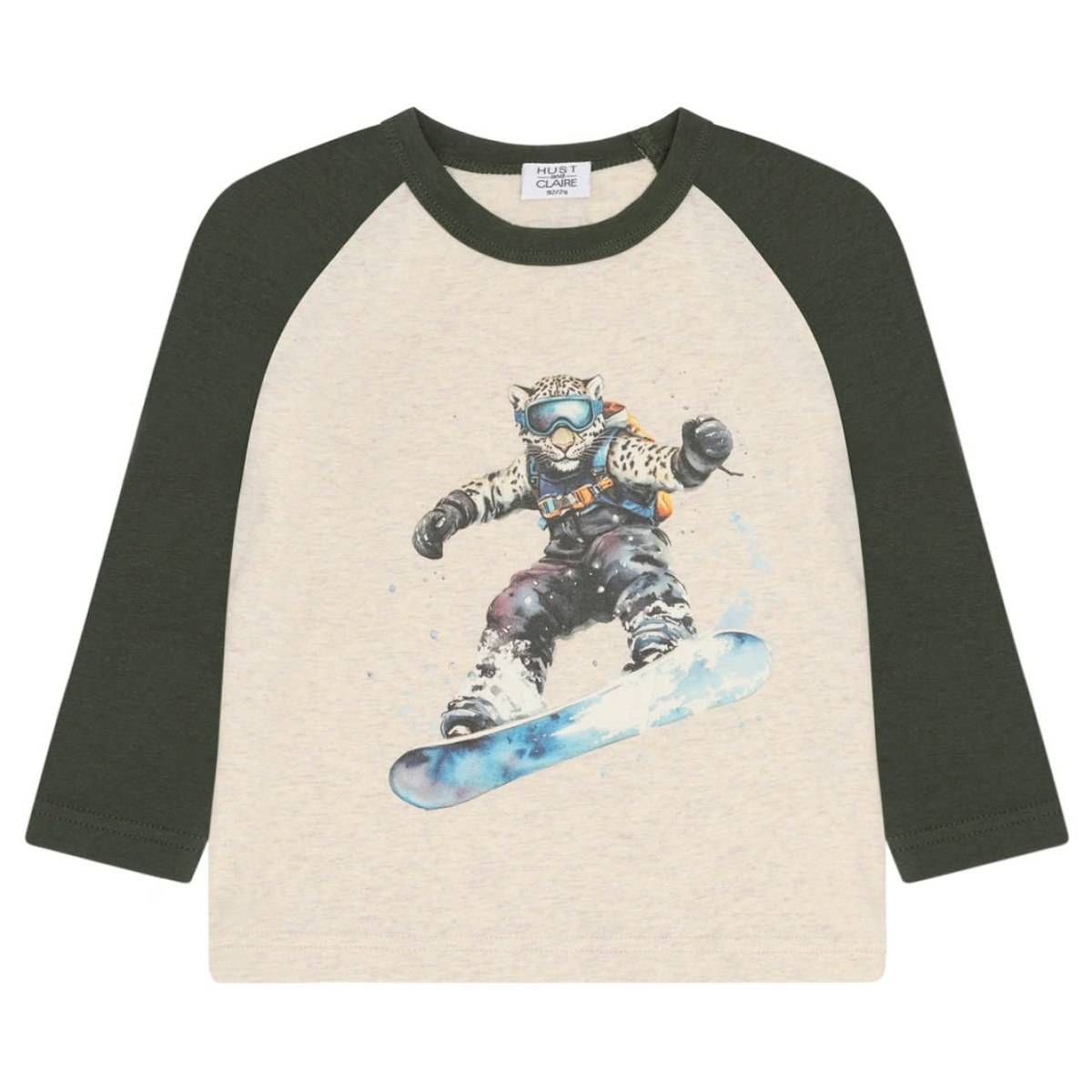 Weiches Langarmshirt Schneeleopard natur meliert 128