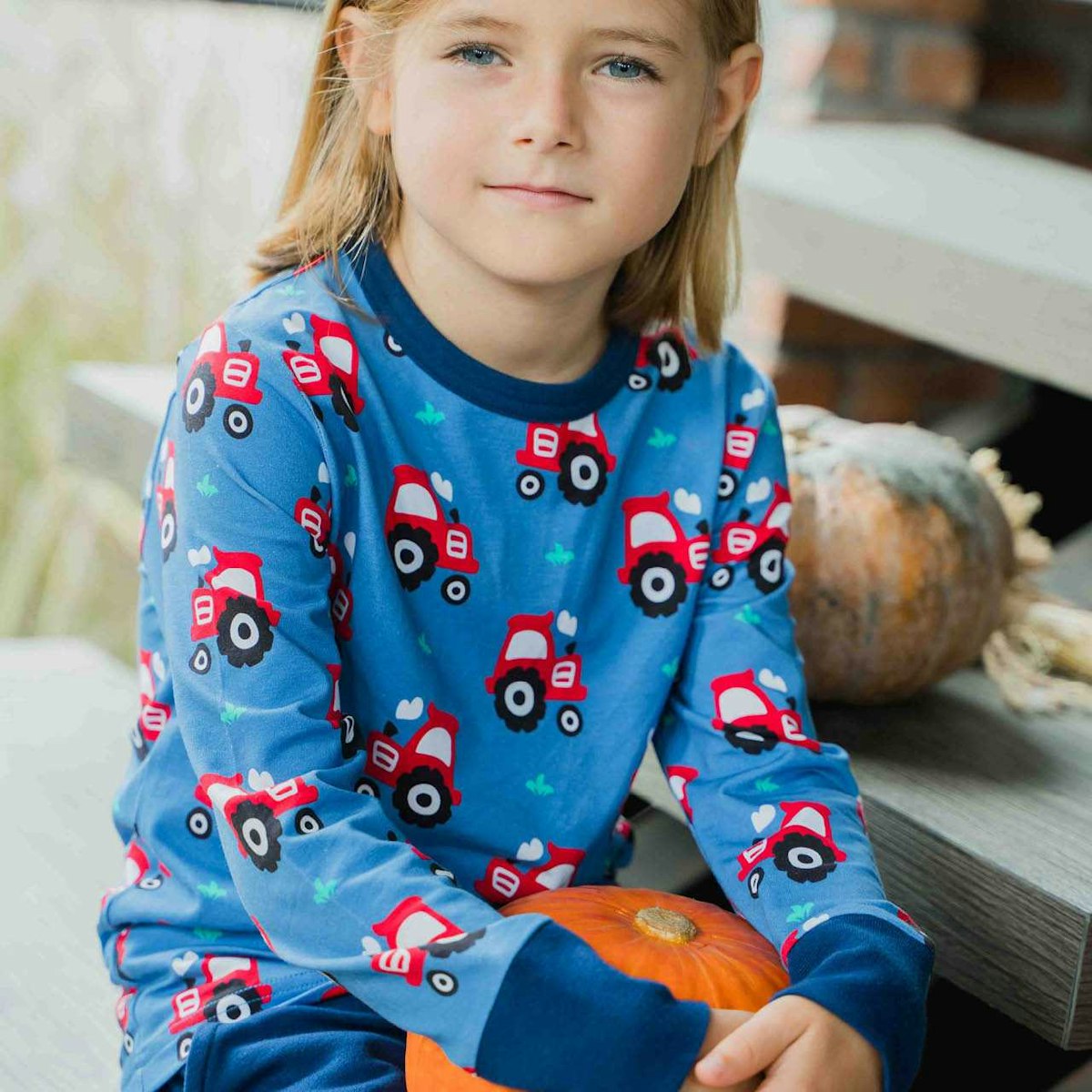 Weiches Langarmshirt Tractor blau 104/110