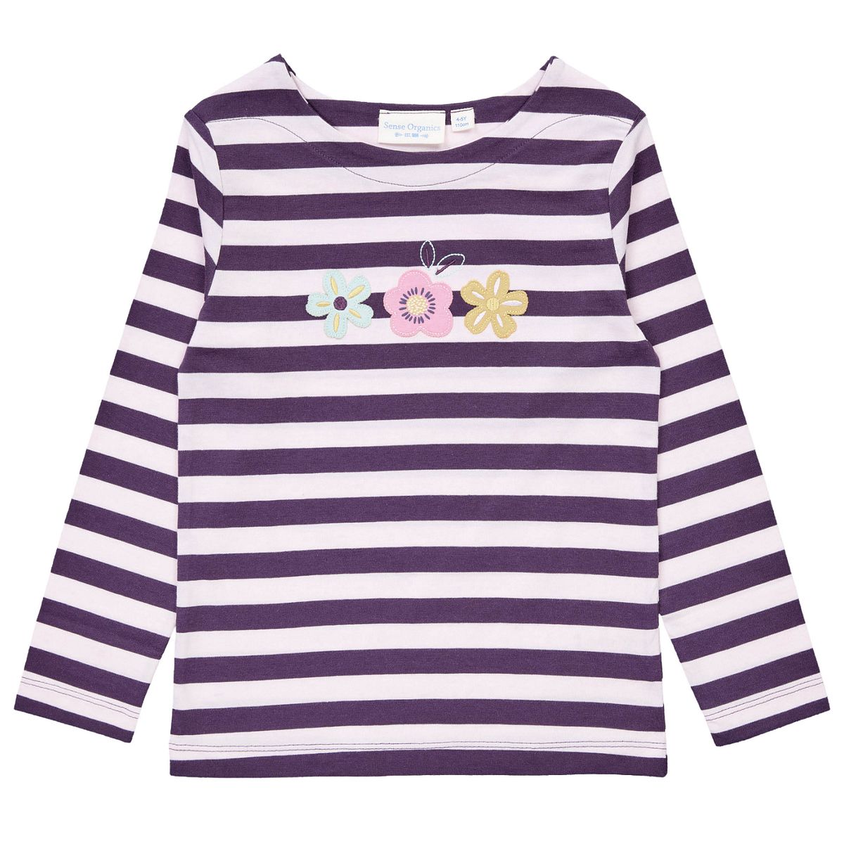 Weiches Langarmshirt mit Blumen, lila-rosa gestreift 134/140 Weiches Langarmshirt mit Blumen, lila-rosa gestreift 134/140