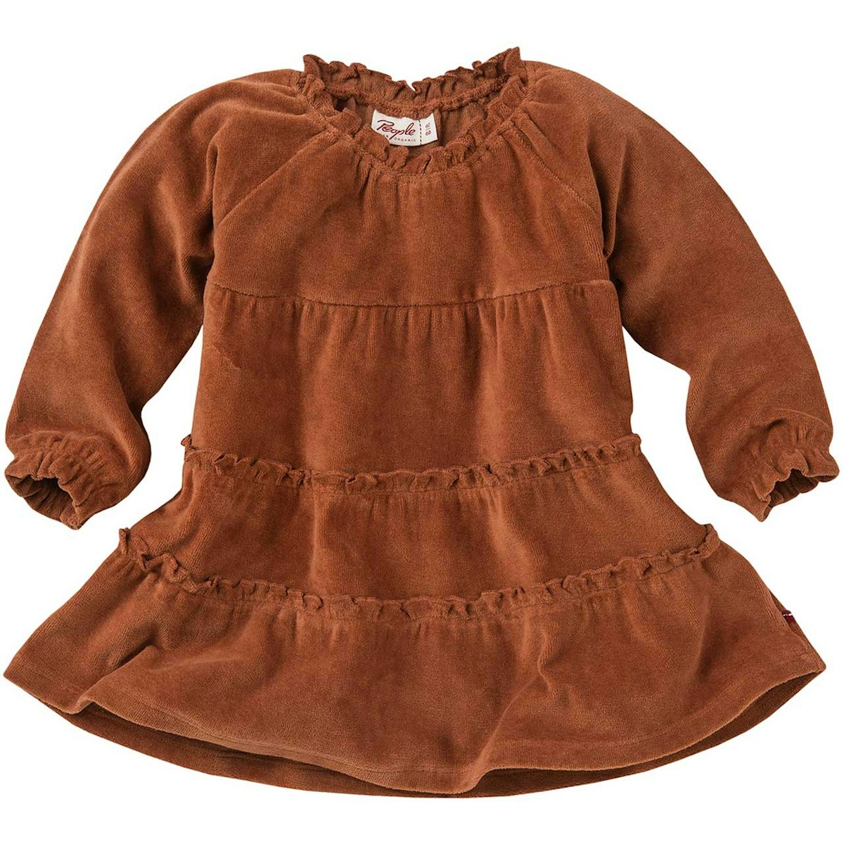 Weiches Nicki Langarmkleid zimtbraun 62/68