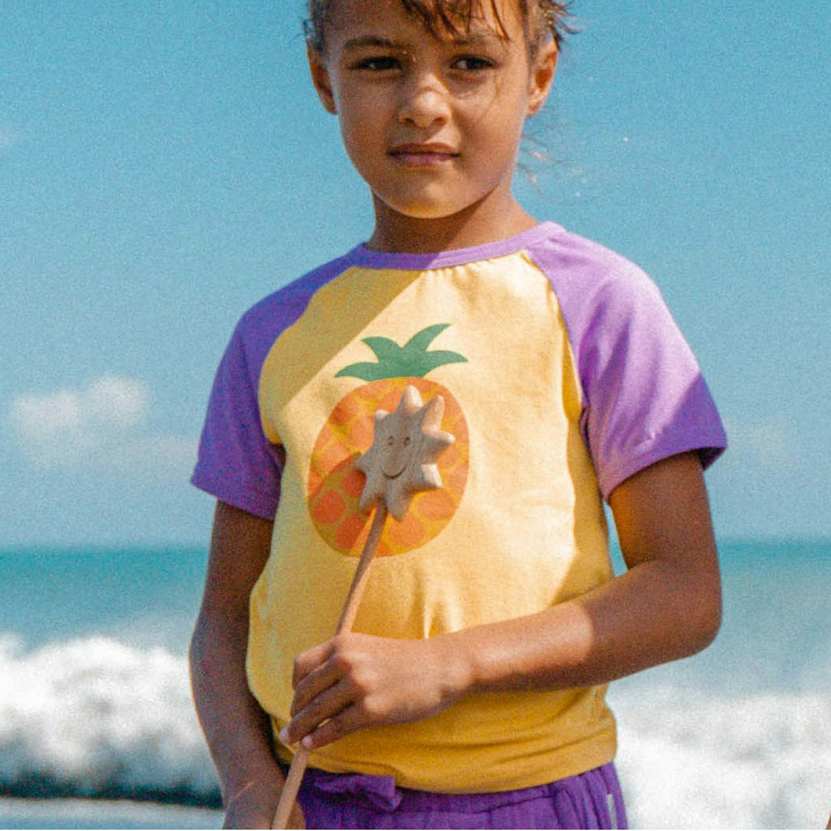 Weiches Raglan T-Shirt Ananas gelb 122/128