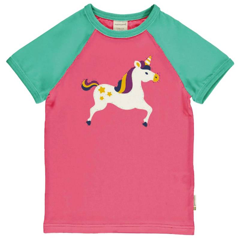 Weiches Raglan T-Shirt Einhorn rosa 134/140