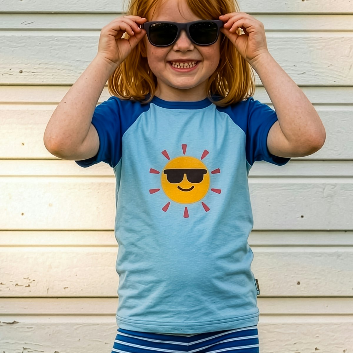 Weiches Raglan T-Shirt Sonne blau 134/140