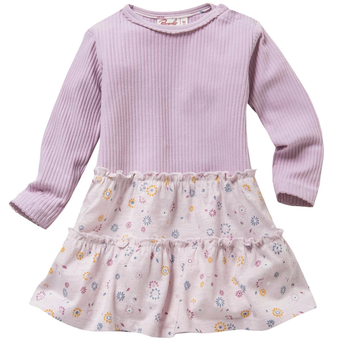 Weiches Rippe Langarmkleid flieder 86/92