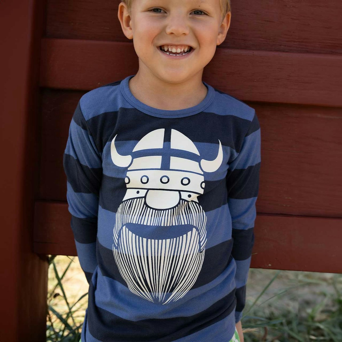 Weiches Shirt Langarm Wikinger blau 122