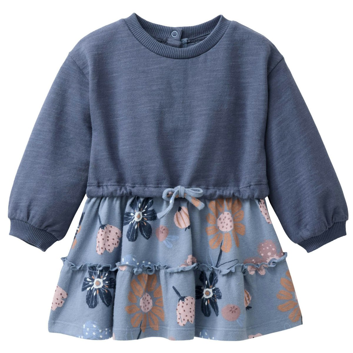 Weiches Sweatkleid langarm indigoblau 74/80