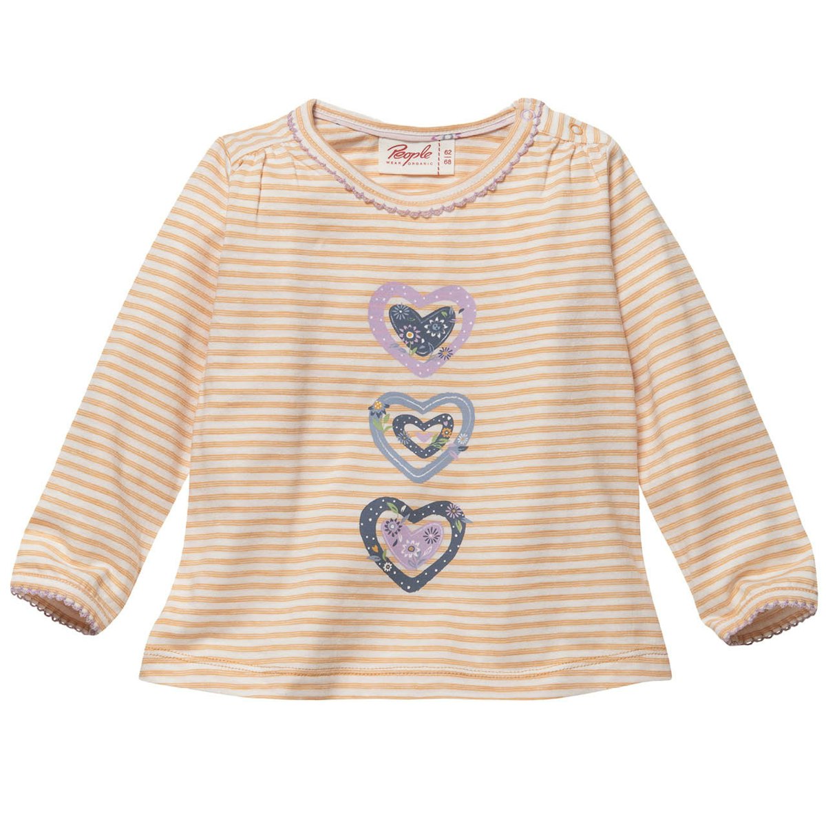 Weiches geringeltes Langarmshirt Herzchen 62/68