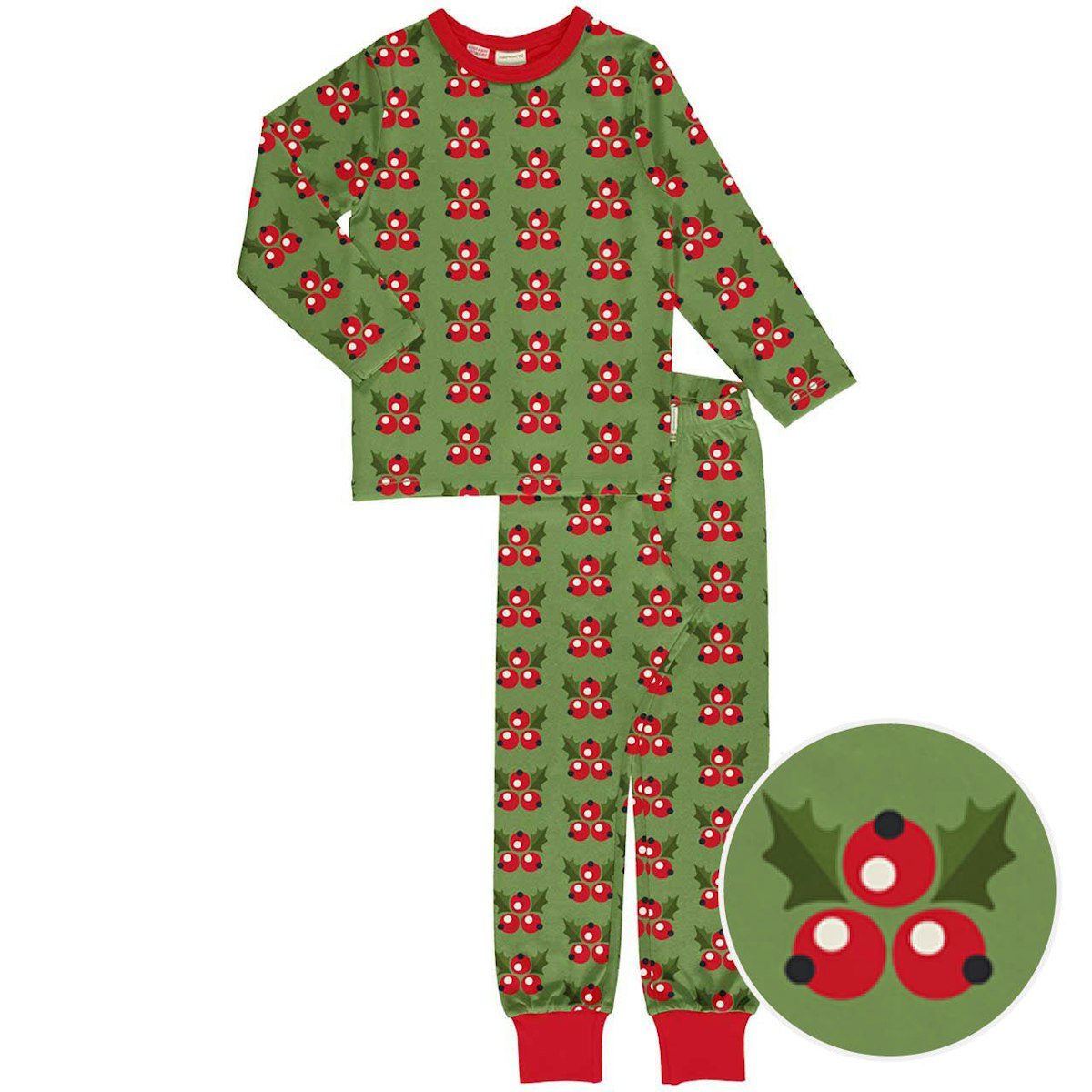 Weihnachtlicher Schlafanzug langarm grün 98/104