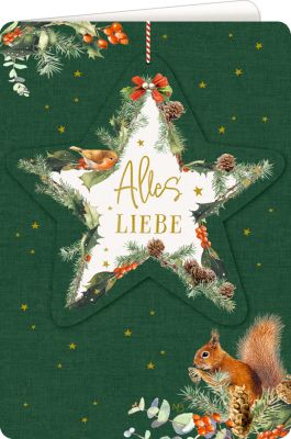 Weihnachtskarte mit Anhänger: Alles Liebe - Zauberhafter Winterwald (Bastin)