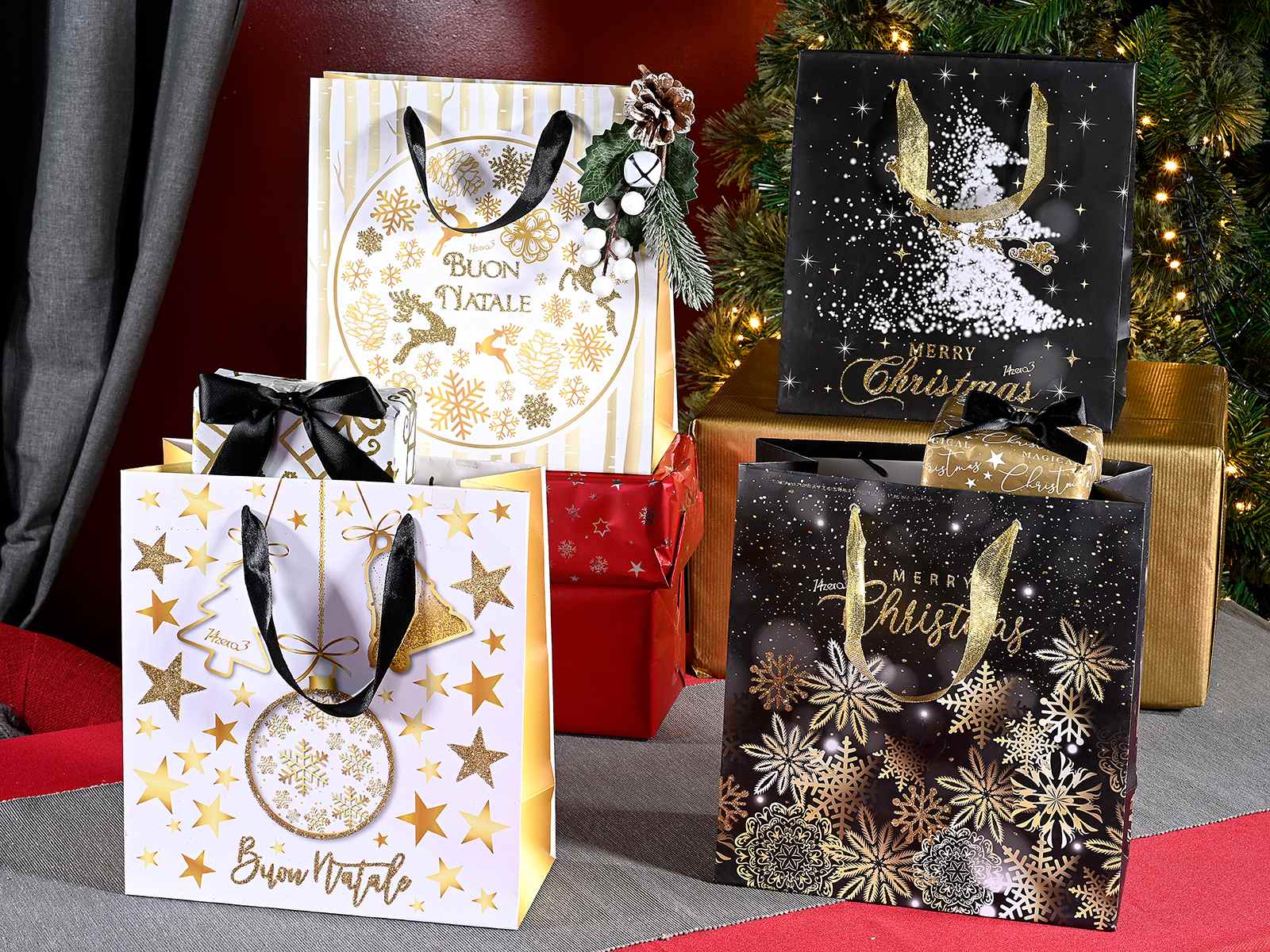 Weihnachtstüte Glitzer - mittelgroß