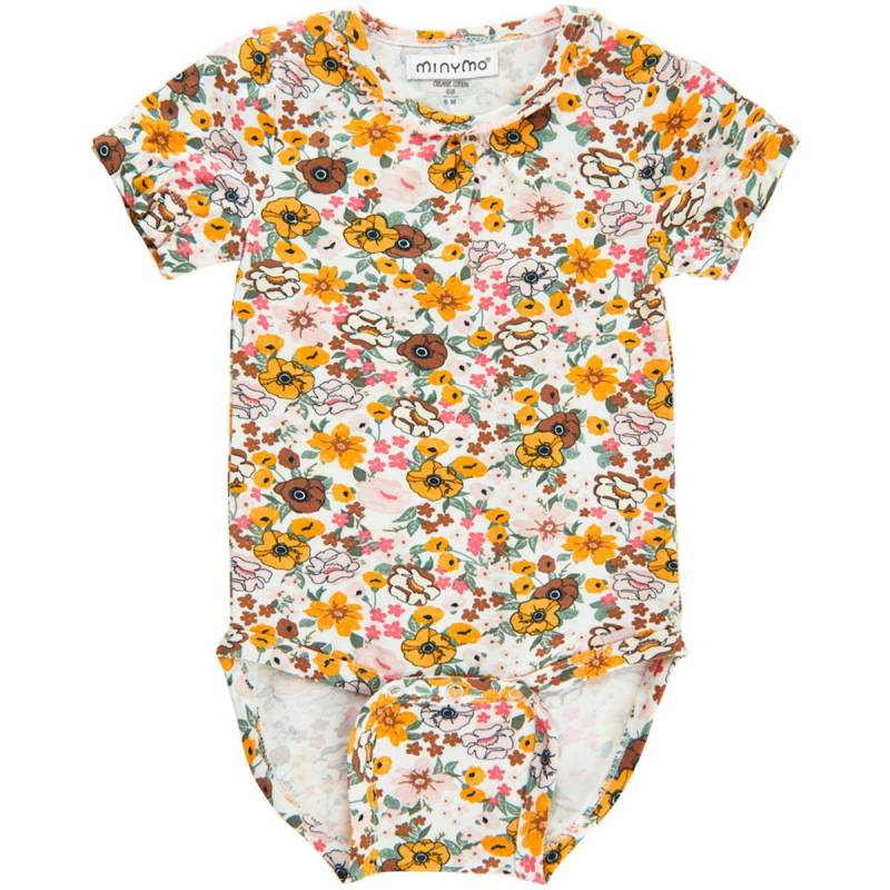 Weißer kurzarm Body Blümchen 50
