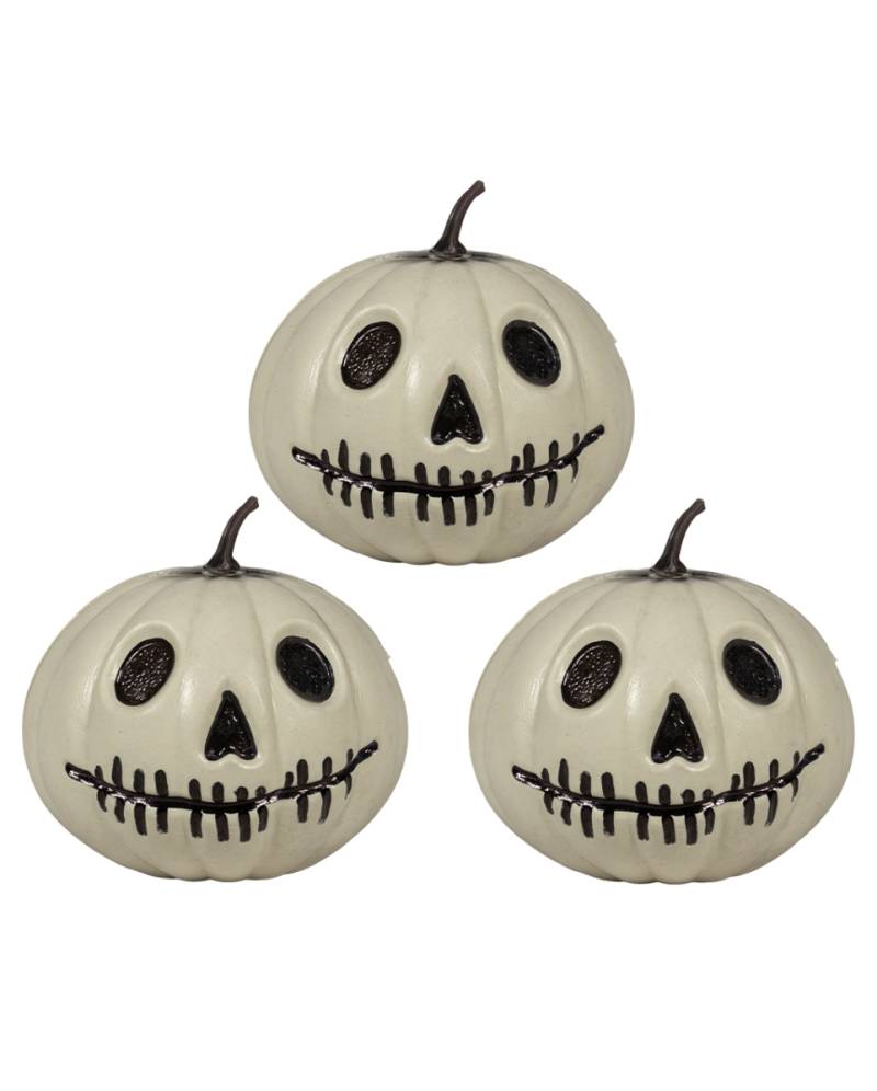 Weißes Jack O'Lantern Kürbis Deko 3er Set Weißes Jack O'Lantern Kürbis Deko 3er Set