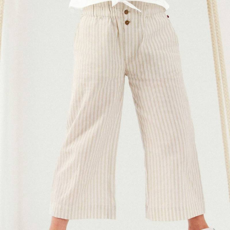 Weite 7/8 Jeans Hose beige gestreift 134 Weite 7/8 Jeans Hose beige gestreift 134