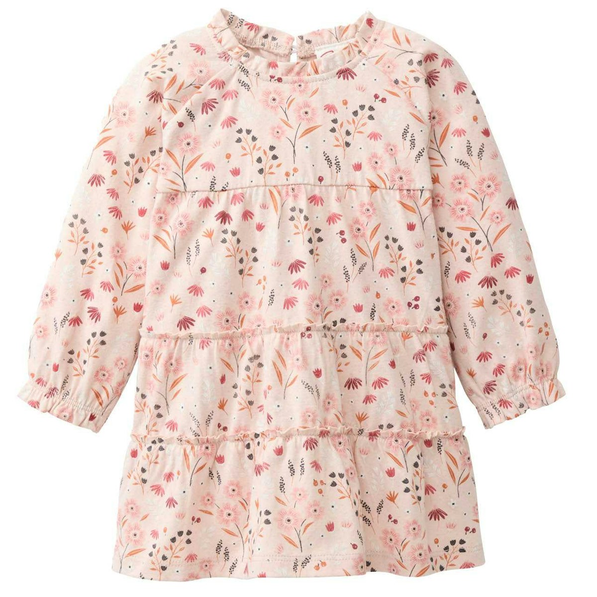 Weites Langarmkleid rosa geblümt 86/92