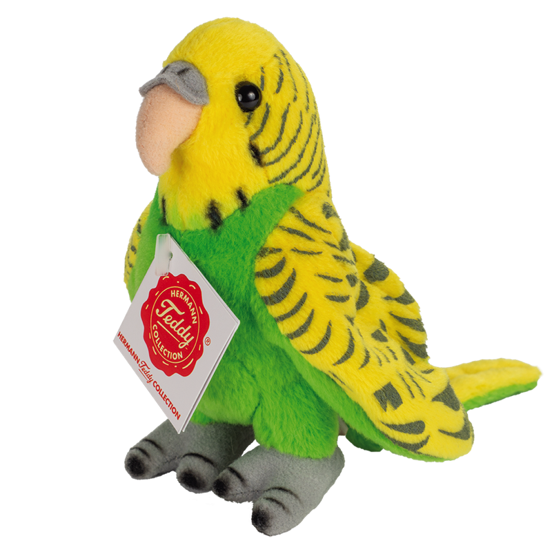 Wellensittich Kuscheltier grün handgefertigt 8x10x13cm Kuscheltiere