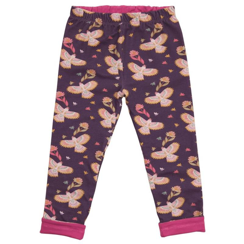 Wende Leggings Vögel lila-pink 122