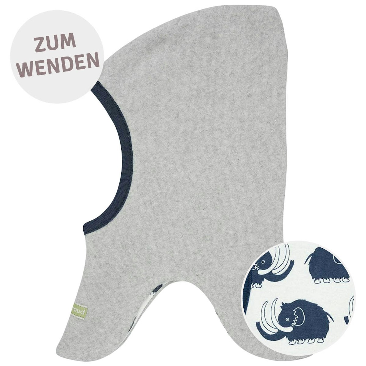 Wende Schlupfmütze Fleece grau melange 74