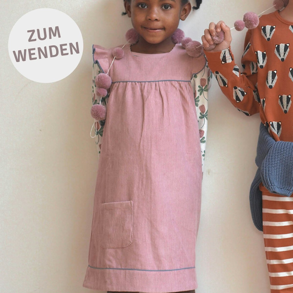 Wendekleid Cord Retro kräftiges rosa 80