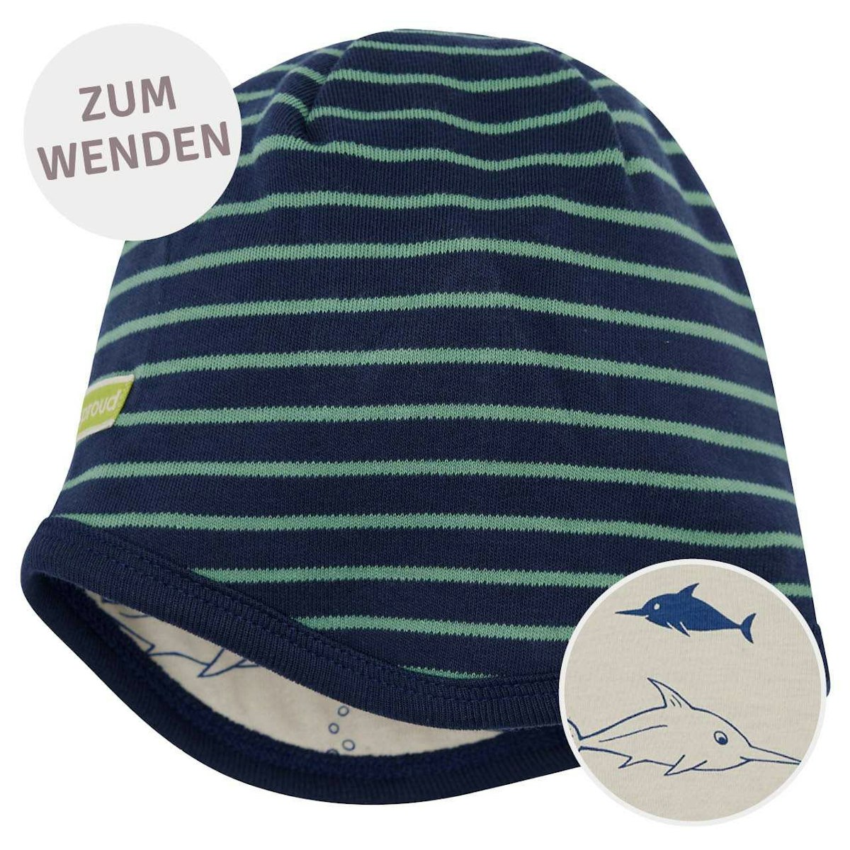Wendemütze Ringel dunkelblau 98
