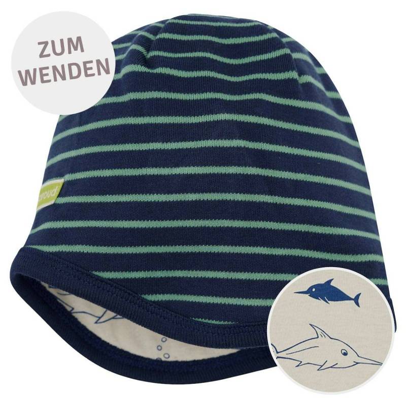 Wendemütze Ringel dunkelblau 98